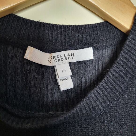 Derek Lam 10 Crosby Long Sleeve Shoulder Cut-Out Ruffle Hem Sweater - Black - Picture 9 of 10